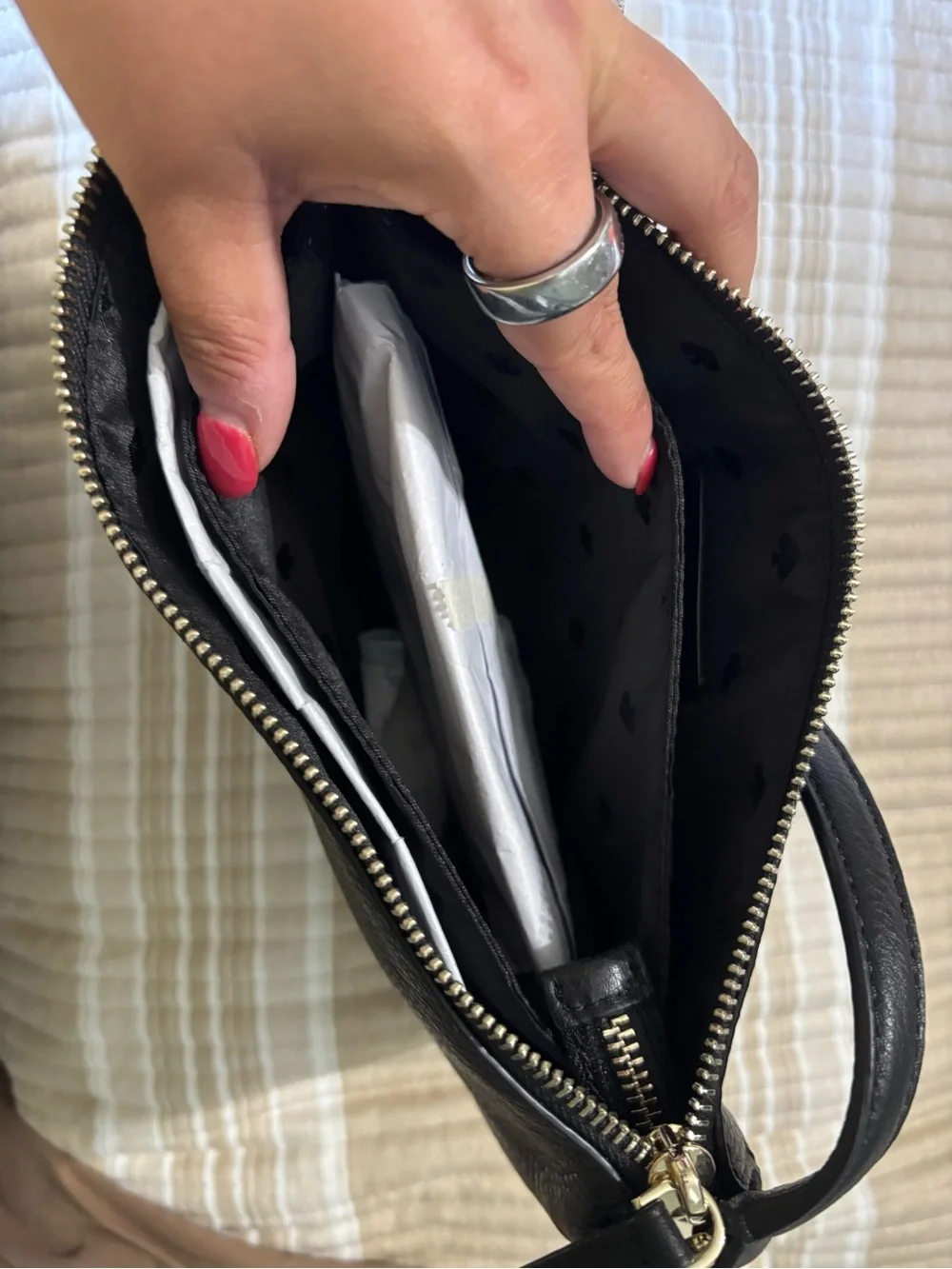 kate spade Black Pebbled Leather Messenger Crossbody